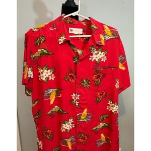 Aeropostale Men Large Hawaiian Button Short Sleeve Floral Casual Resortwear 90s
